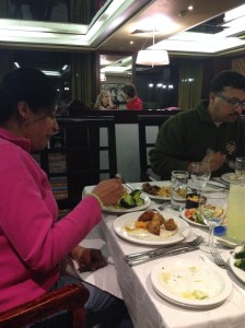 Aruna and her 4 plates of veggies!